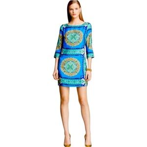 Laundry by Shelli Segal Blue Medallion Shift Dress Size 12